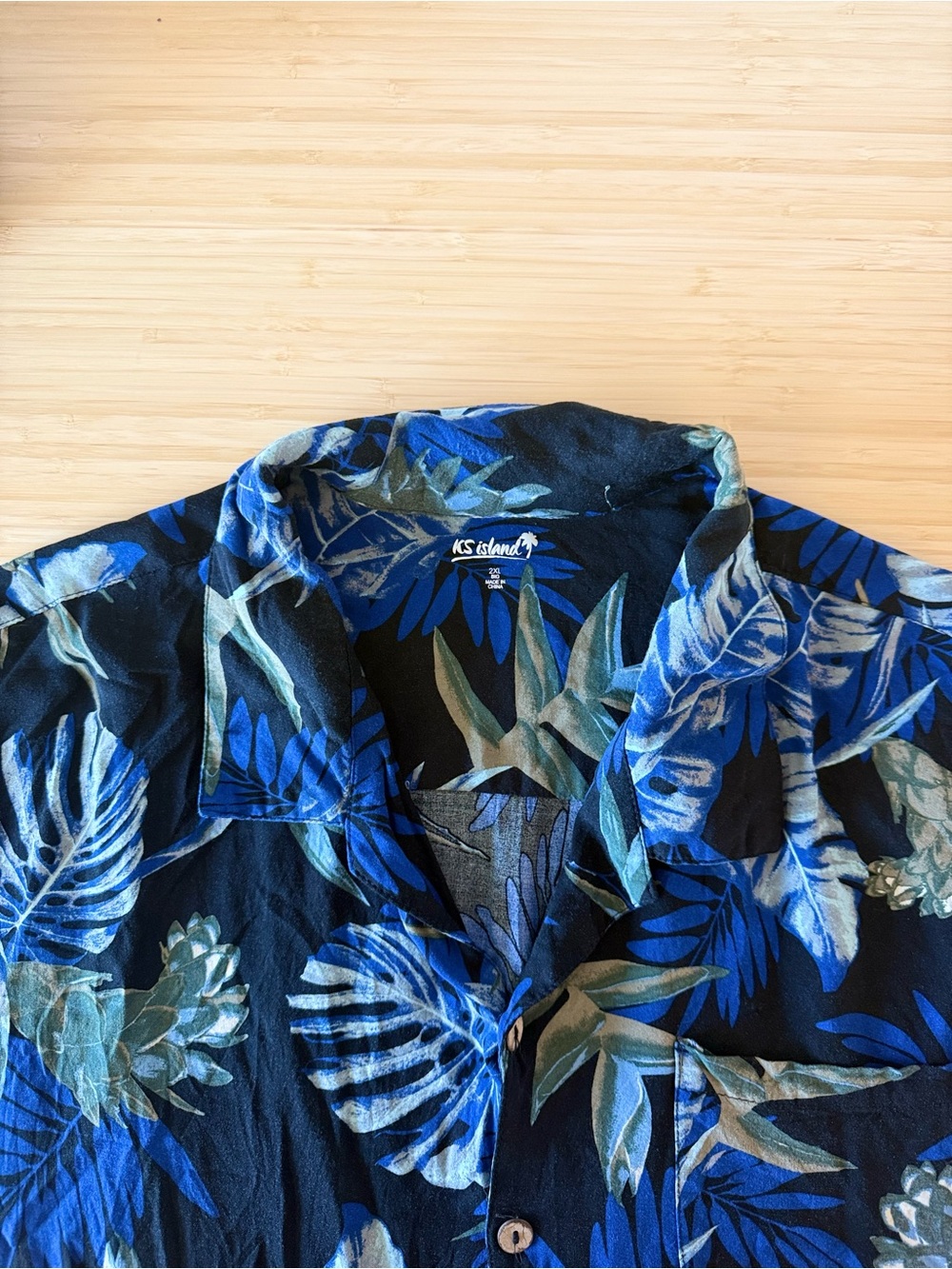Men’s KS Island Blue Tropical Print Short Sleeve Shirt